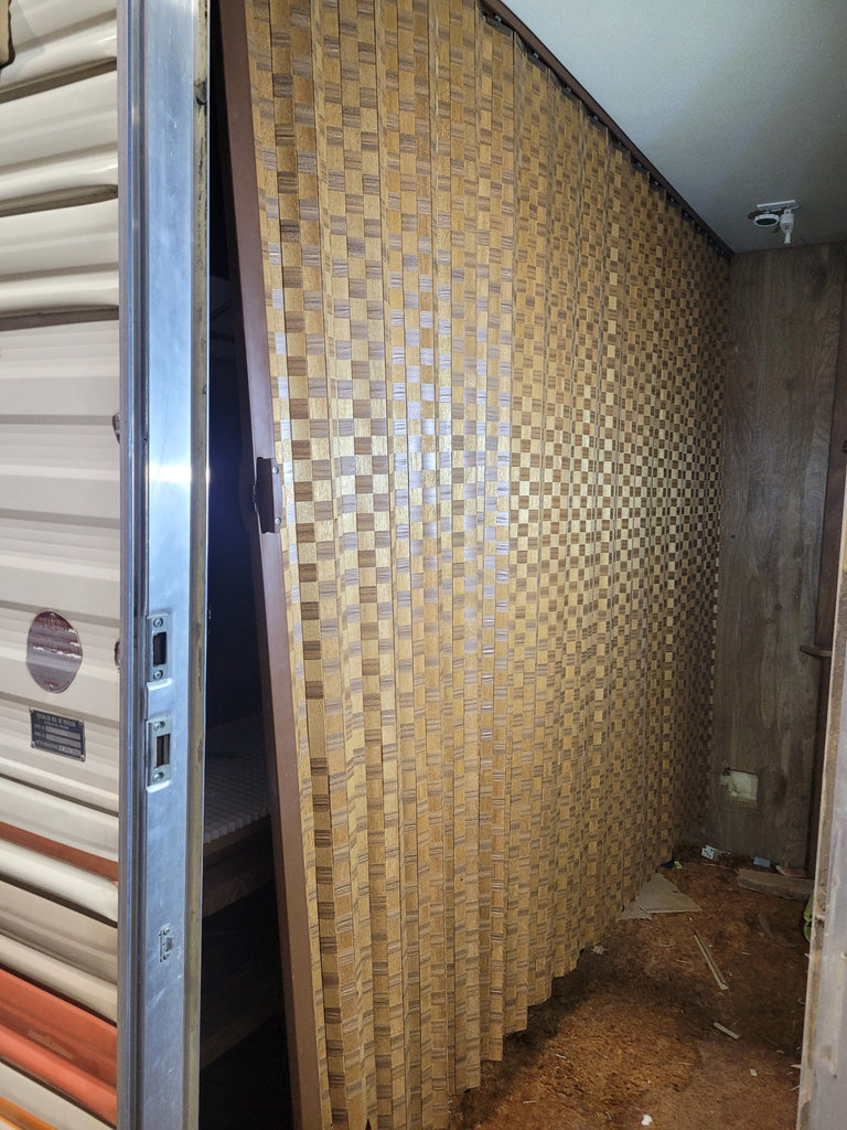 Used Interior Woven Folding Door Room Divider System 88" W X 72" H X 1 1/2" D - Young Farts RV Parts