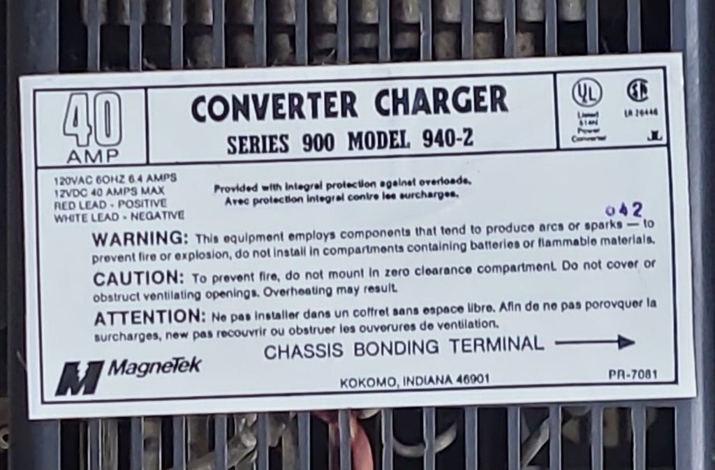 Used MAGNETEK 40 AMP Converter Charger - Young Farts RV Parts