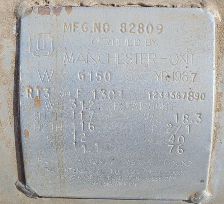 Used Manchester Tank 82809 Permanent Mount Propane Tank - Young Farts RV Parts