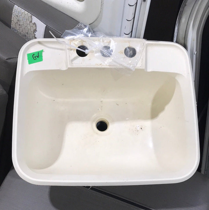 Used Off White Bathroom Sink 14 3/4" W x 12 1/4" L - Young Farts RV Parts