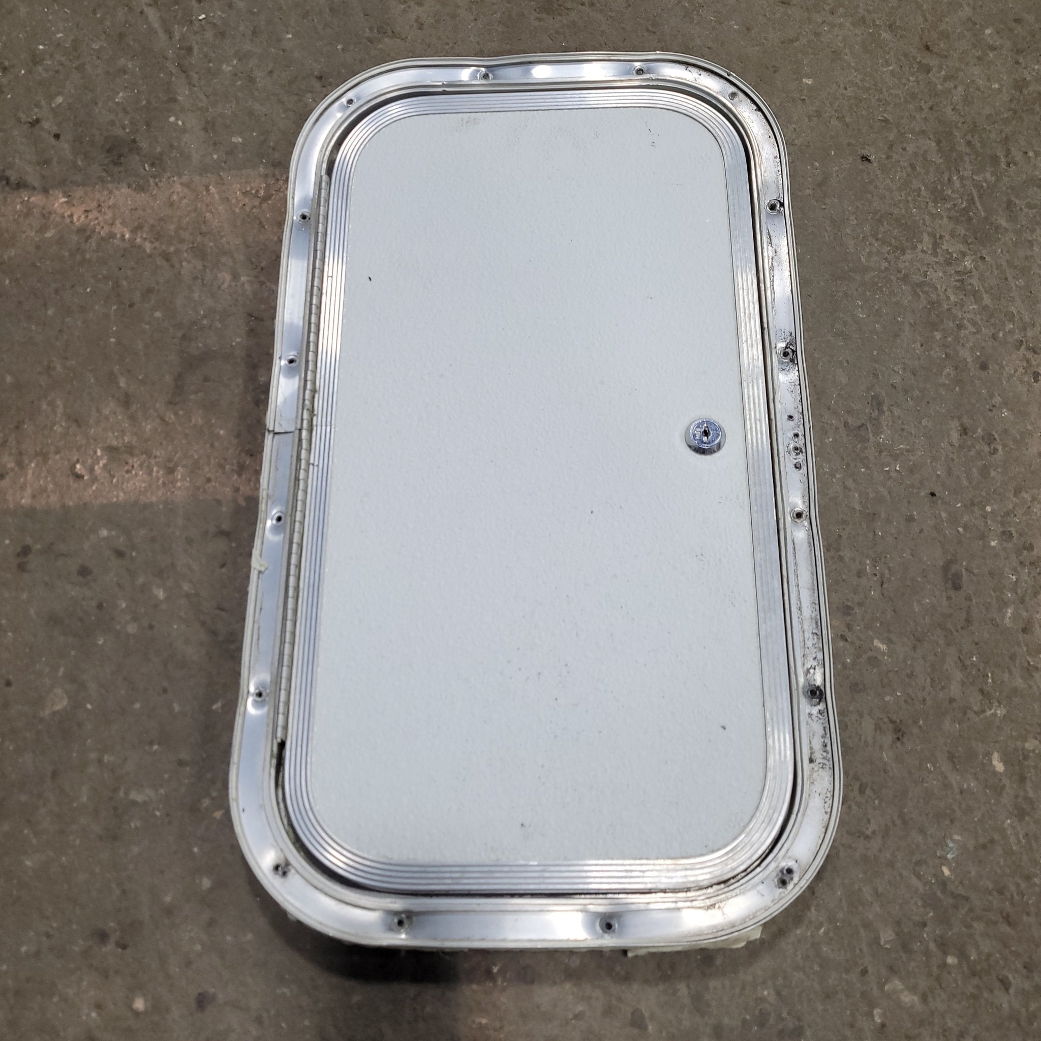 Used Radius Cornered Cargo Door 19 3/4" x 10 3/4" X 1/2" D - Young Farts RV Parts