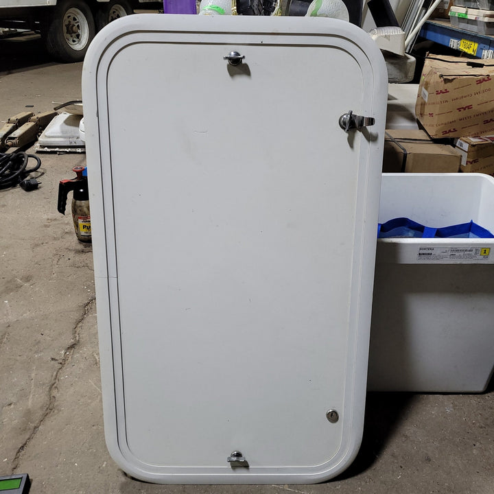 Used Radius Cornered Cargo Door 32 1/2" x 18 1/4" X 1" D - Young Farts RV Parts