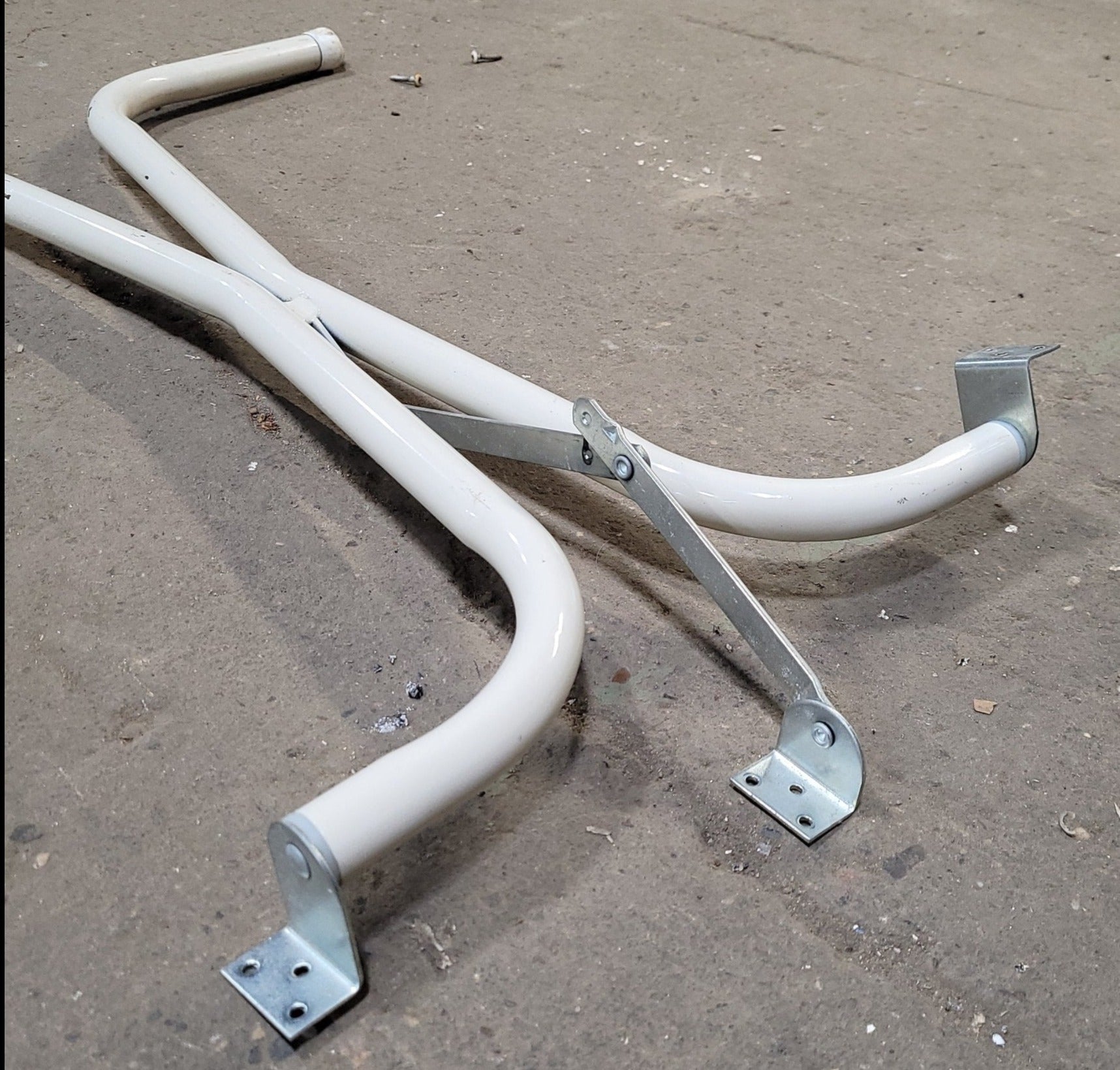 Used RV Folding Table Leg Set 27 1/2" H- CREAM COLOR - Young Farts RV Parts