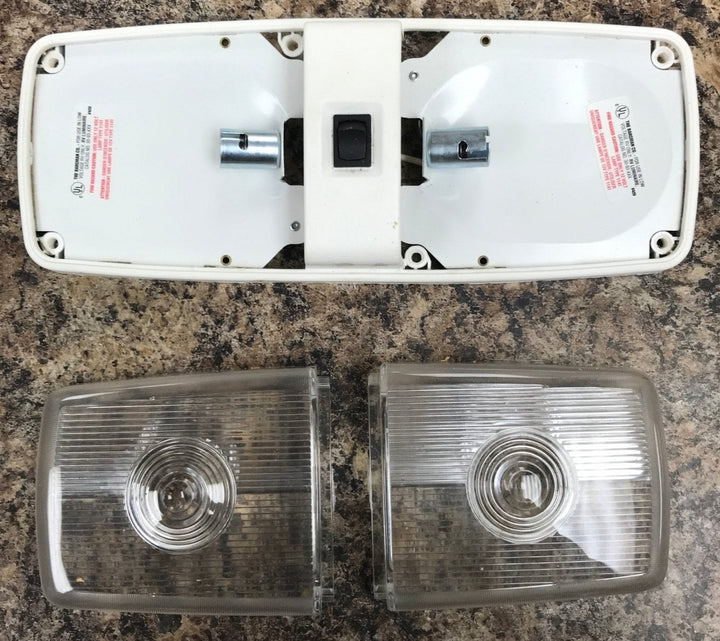 Used RV Interior Light Fixture *DOUBLE* Bargman 30-93-XXX - Young Farts RV Parts