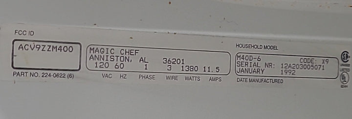 Used RV Microwave Magic Chef 21 3/4" W X 15" H X 15 1/2" D - Young Farts RV Parts