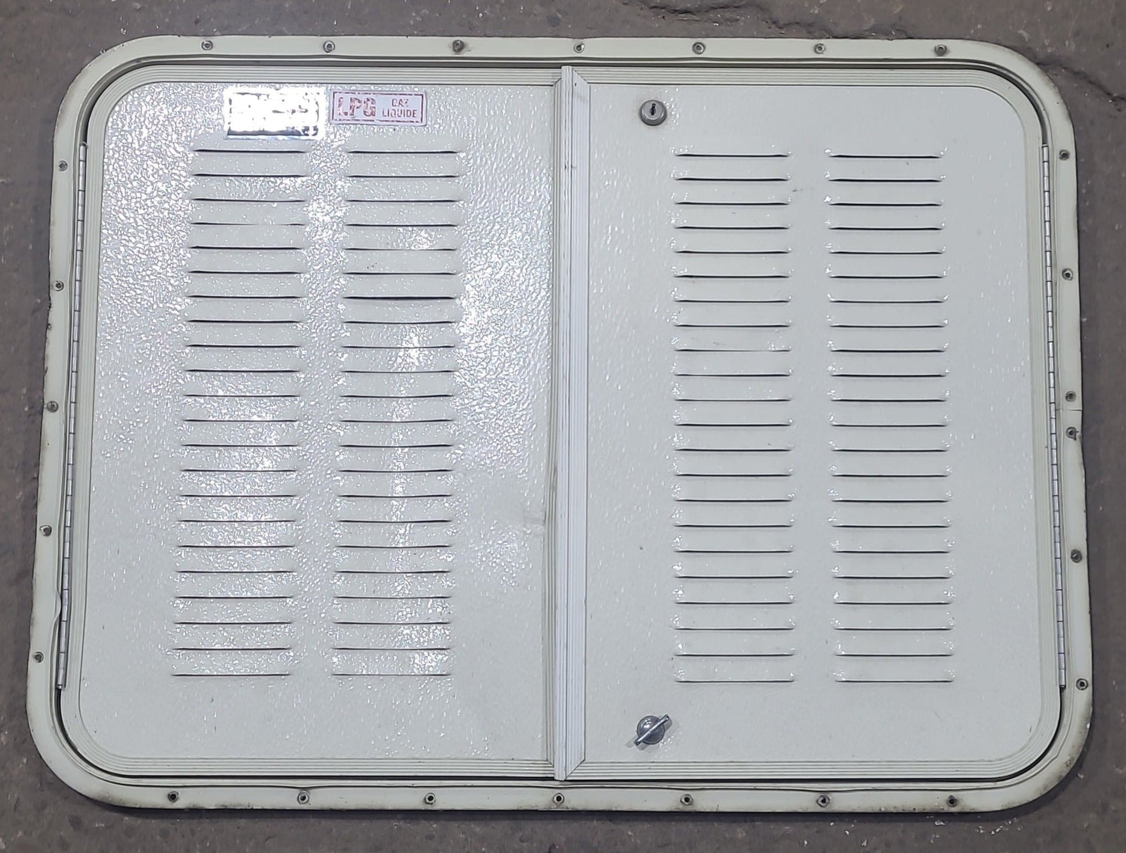 Used RV Radius Battery / Propane Cargo Door 31 3/4 x 23 1/2 x 3/4