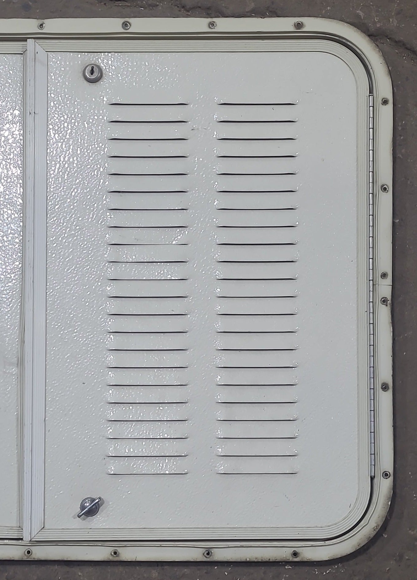 Used RV Radius Battery / Propane Cargo Door 31 3/4 x 23 1/2 x 3/4