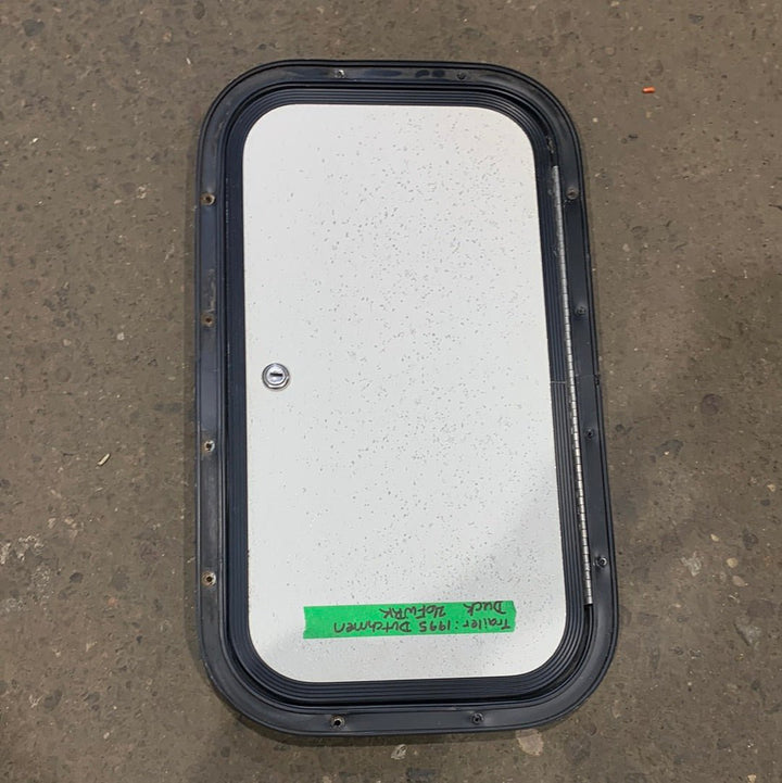 Used RV Radius Cargo / compartment Door 19 3/4 x 10 3/4 x 1/2" D - Young Farts RV Parts