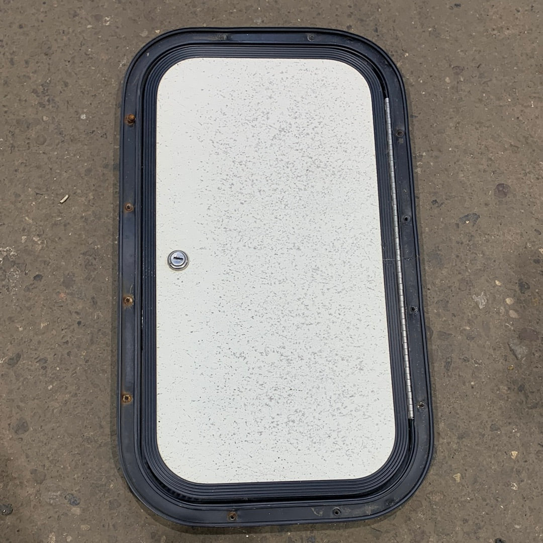 Used RV Radius Cargo / compartment Door 19 3/4 x 10 3/4 x 1/2" D - Young Farts RV Parts