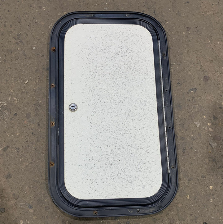 Used RV Radius Cargo / compartment Door 19 3/4 x 10 3/4 x 1/2" D - Young Farts RV Parts