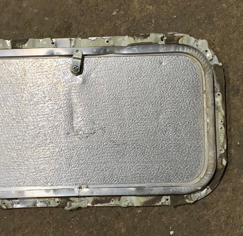 Used RV Radius Cargo / compartment Door 19 3/4 x 10 7/8" x 5/8" - Young Farts RV Parts