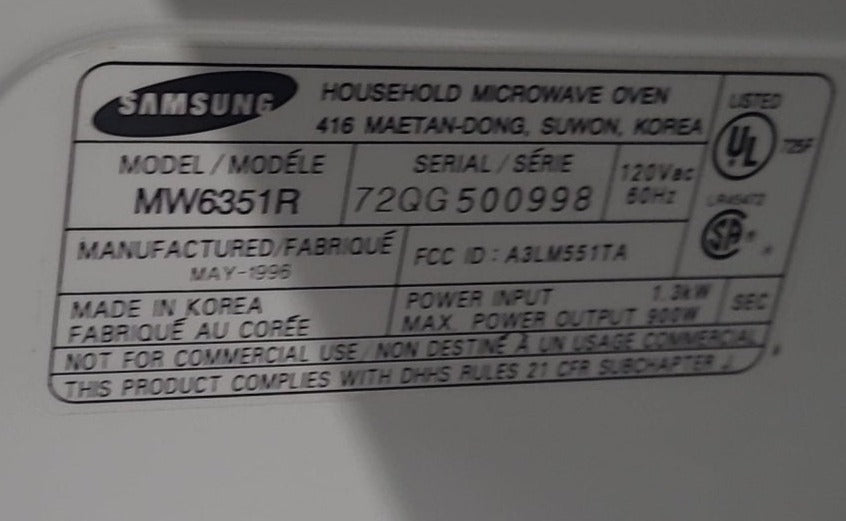 Used SAMSUNG RV Microwave 21 1/2" W X 13" H X 14 1/4" D - Young Farts RV Parts