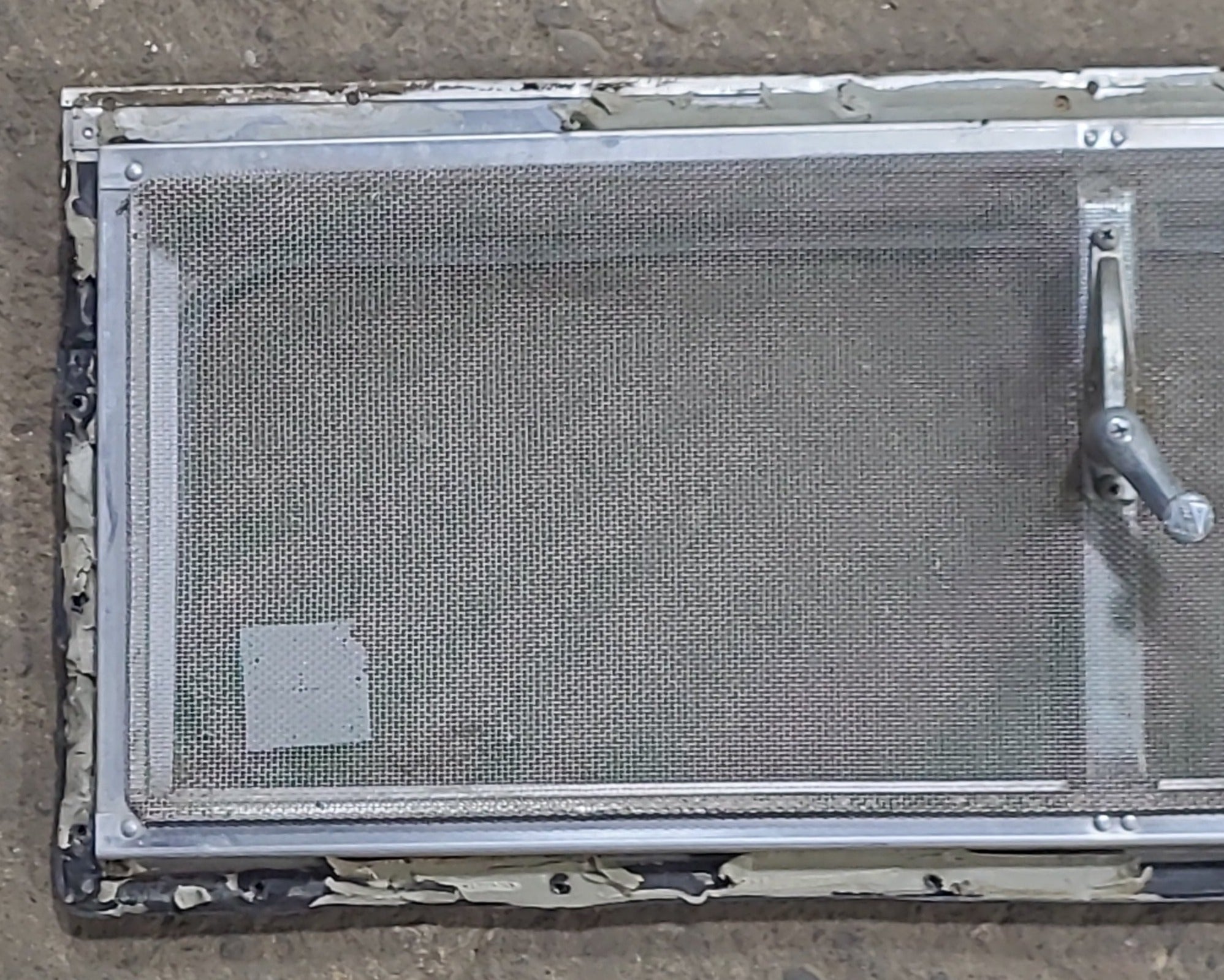 Used Silver Square Opening Window: 24" W x 8 1/2" H x 3/4" D - Young Farts RV Parts
