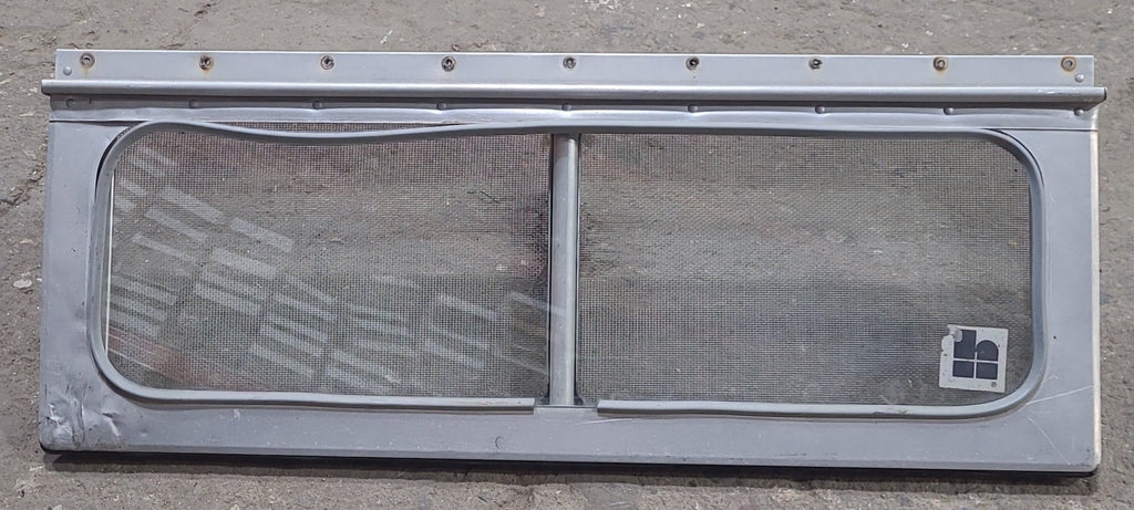 Used Silver Square Opening Window: 24" W x 8 1/2" H x 3/4" D - Young Farts RV Parts