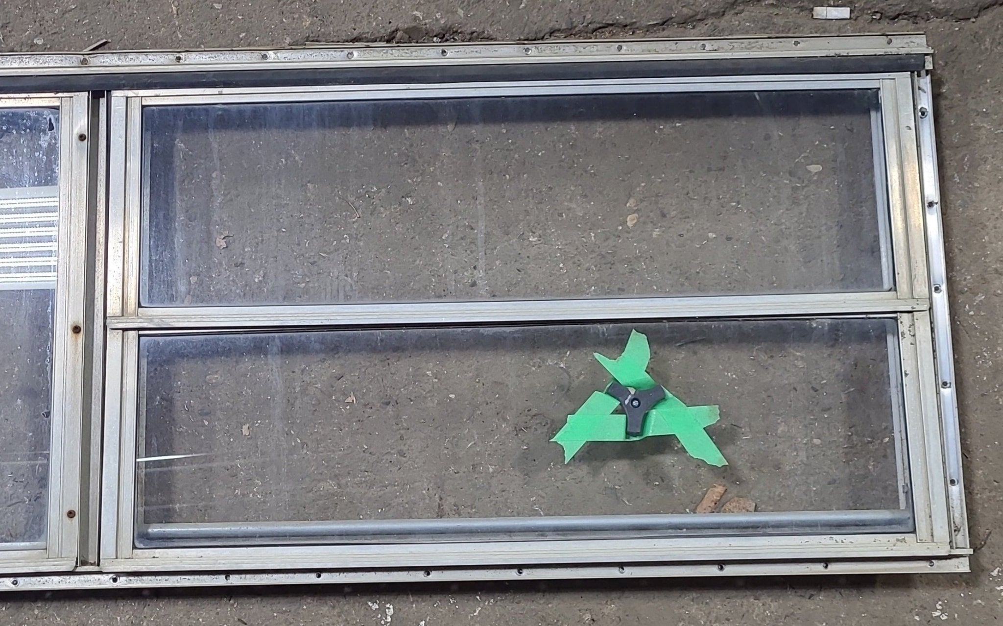 Used Silver Square Opening Window: 59 3/4" W x 18" H x 1 3/8" D - Young Farts RV Parts