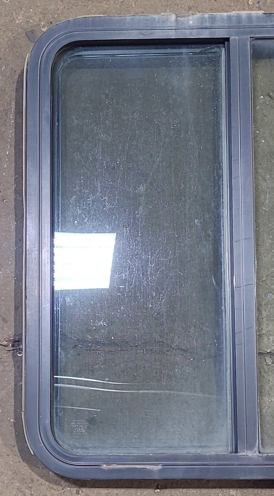 Used Slanted Black Radius Opening Window : 37 3/4" W x 25 1/4" H x 1 3/4" D - Young Farts RV Parts