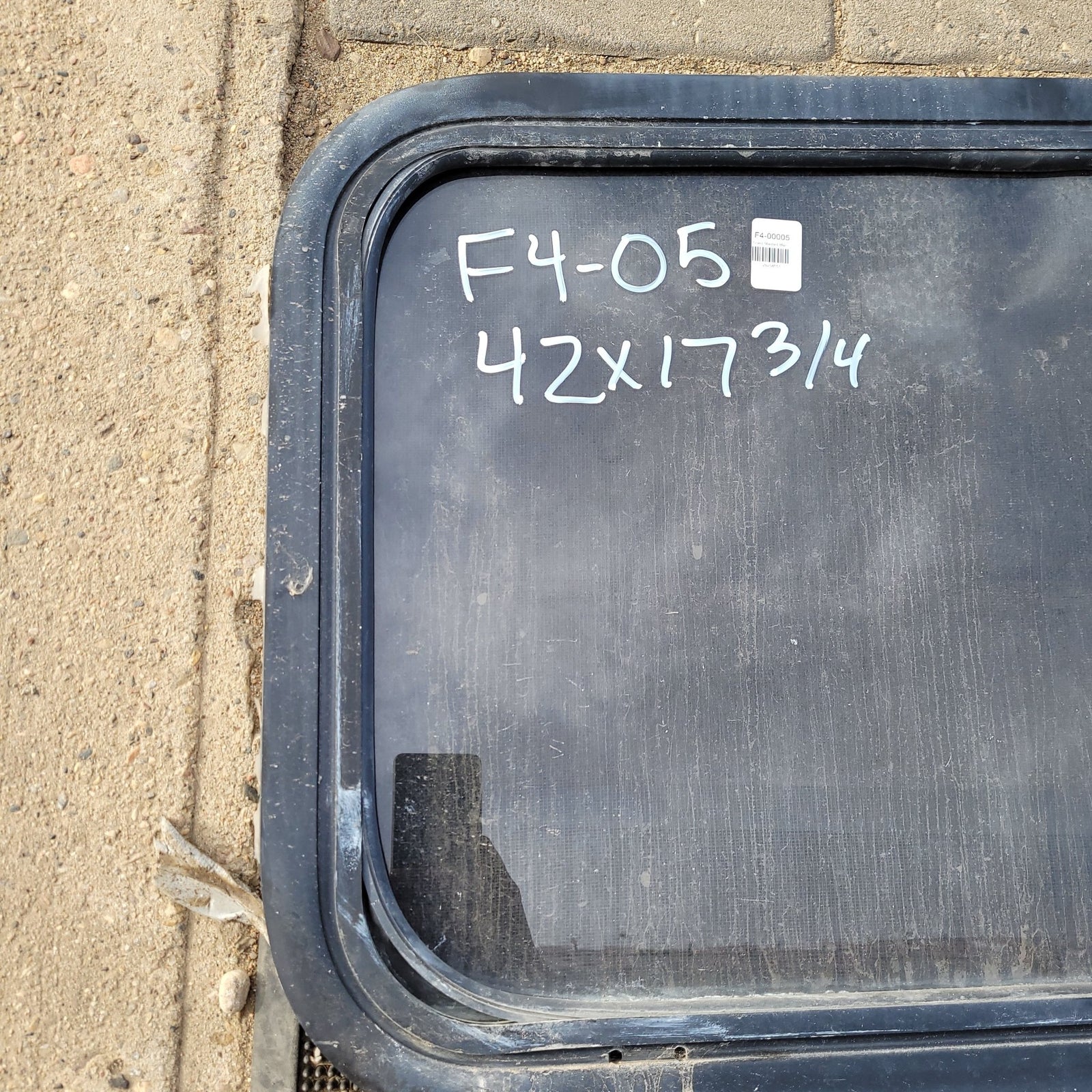 Used Slanted Black Radius Opening Window : 42 X 17 3/4 X 2