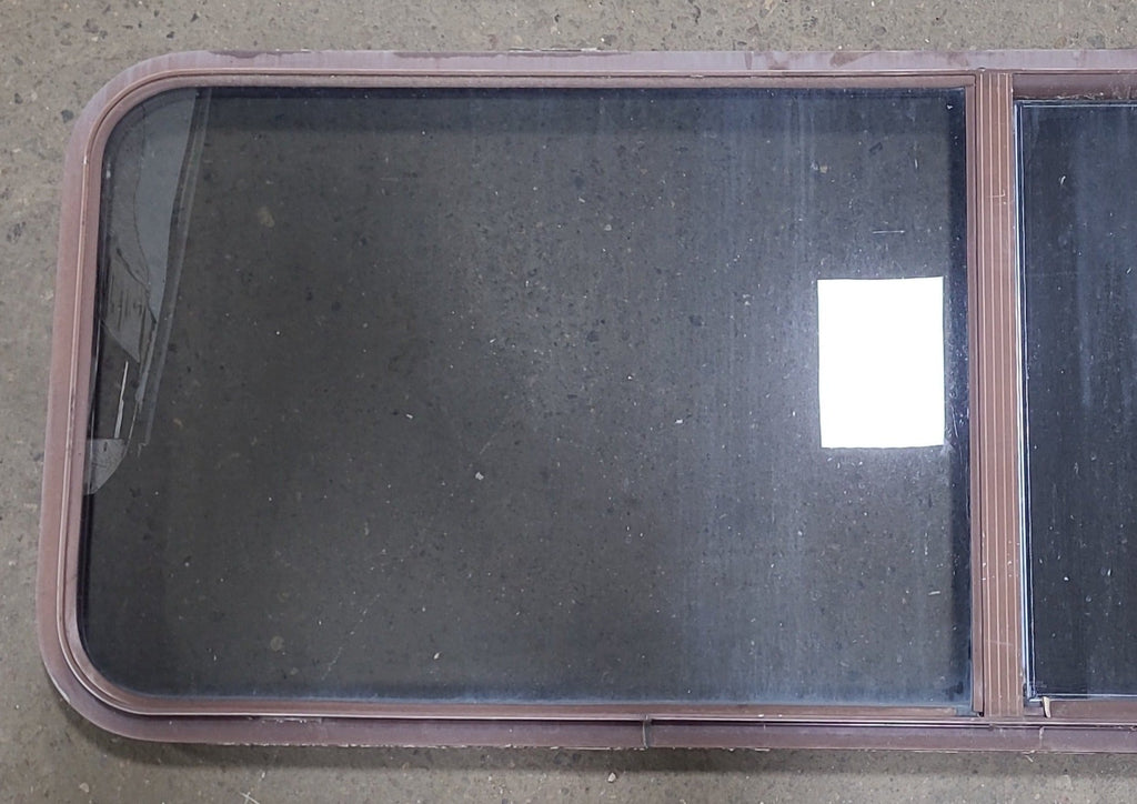 Used Slanted Brown Radius Opening Window : 22 1/8" H X 58 3/4" W X 2" D - Young Farts RV Parts