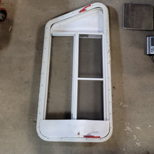 Load image into Gallery viewer, Used Slanted White Radius Emergency Opening Window : 47 X 22 X 2&quot; D - Young Farts RV Parts