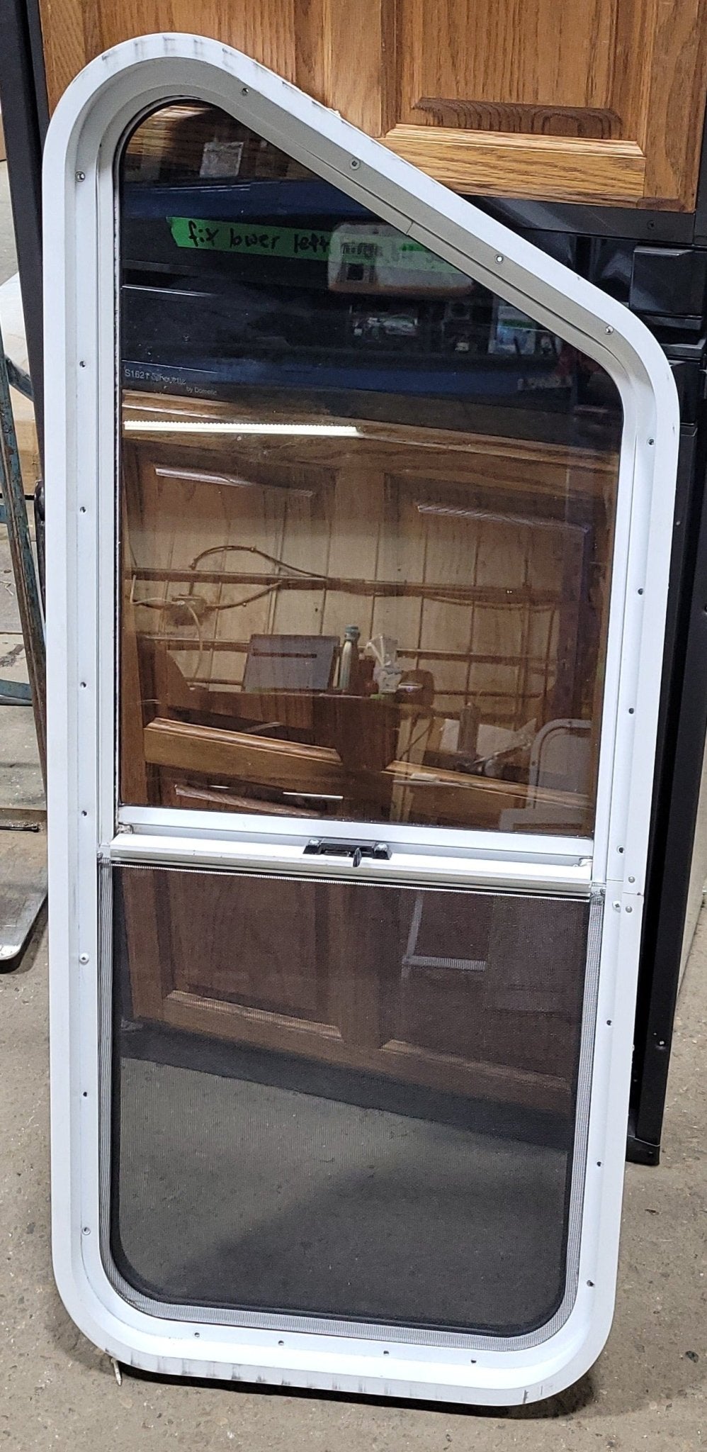 Used Slanted White Radius Opening Window : 17 3/4