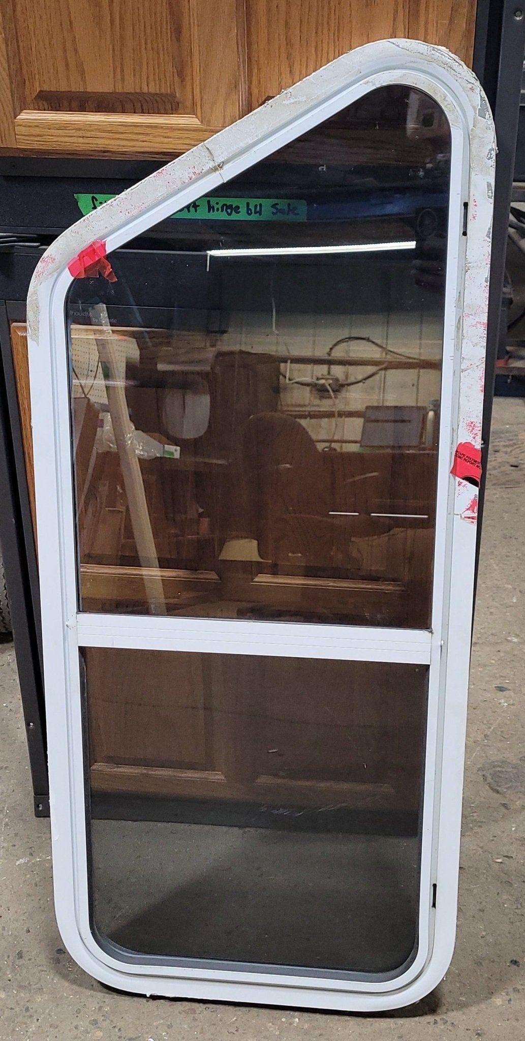 Used Slanted White Radius Opening Window : 17 3/4
