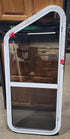 Used Slanted White Radius Opening Window : 17 3/4" H X 42" W X 2" D - Young Farts RV Parts