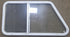 Used Slanted White Radius Opening Window : 41 1/2" W X 21 1/2" H X 1 1/4" D - Young Farts RV Parts