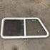 Used Slanted White Radius Opening Window : 47" W x 21 1/2" H x 1 1/2" D - Young Farts RV Parts