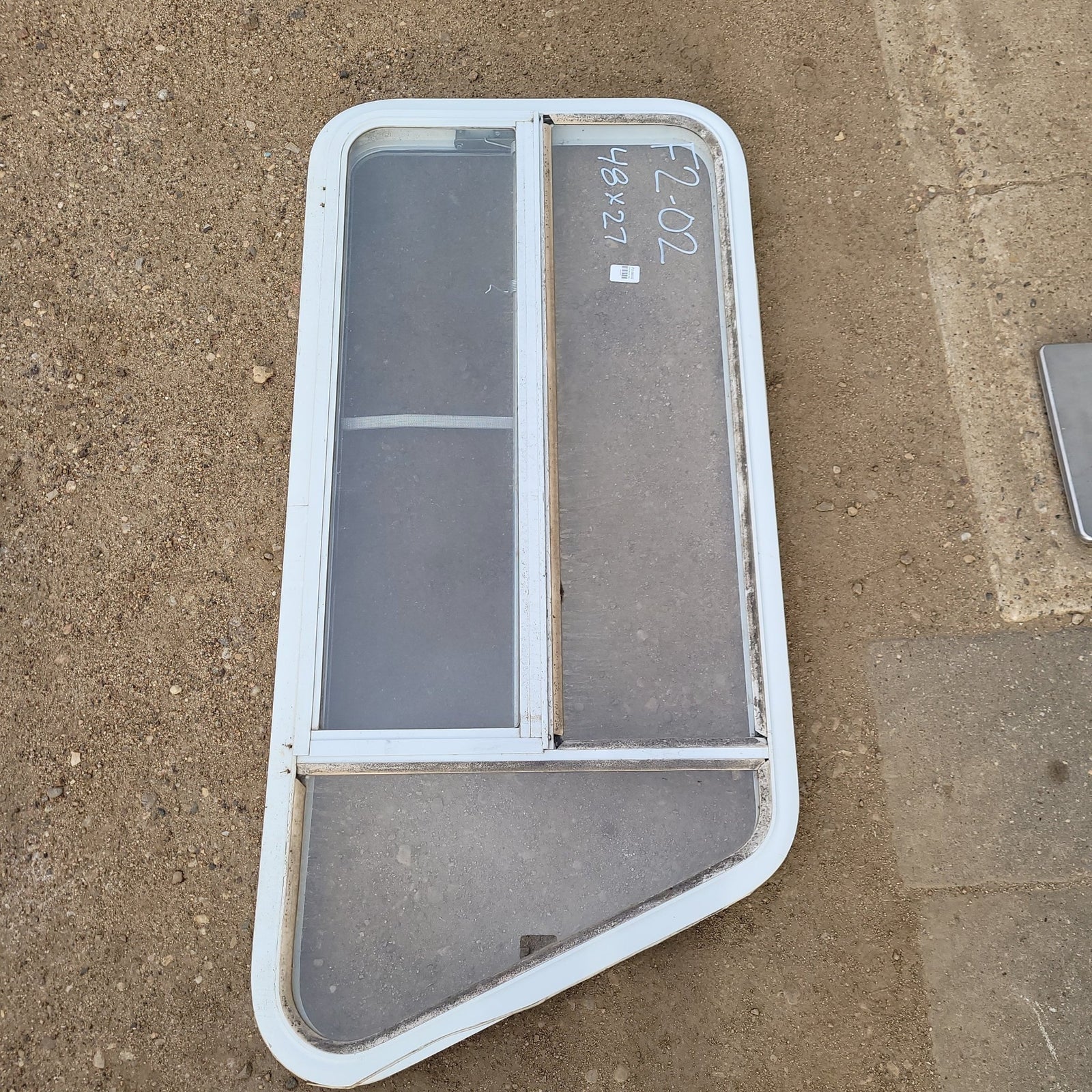 Used Slanted White Radius Opening Window : 48 X 27 X 2