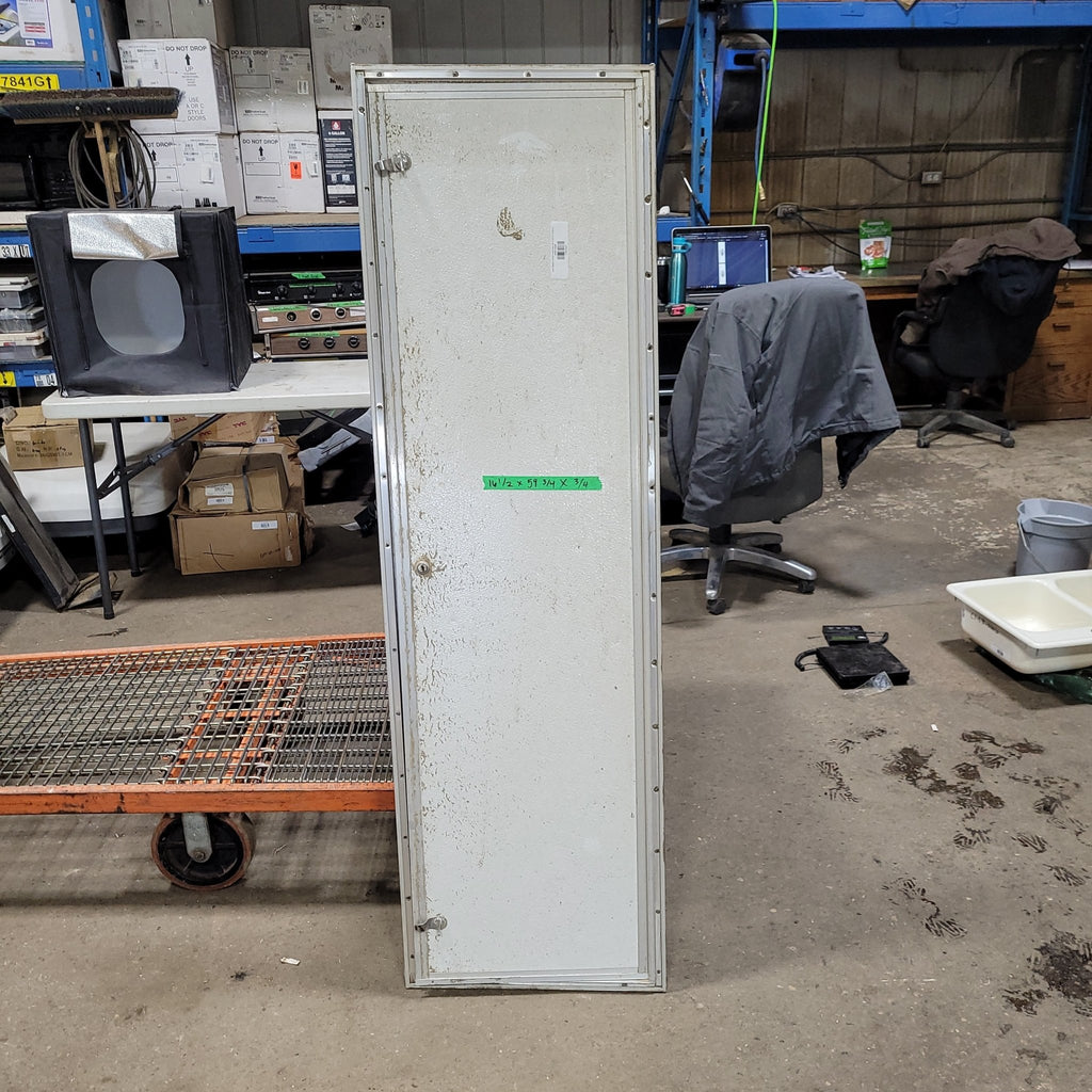 Used Square Corner Cargo Door 59" x 16 1/2" X 3/4" D - Young Farts RV Parts