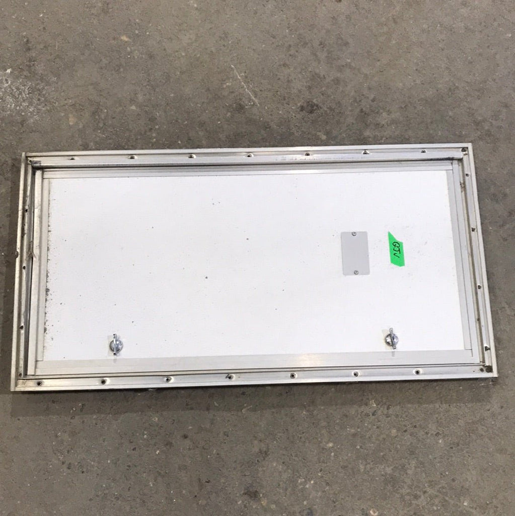 Used square propane cargo door 28 1/2" x 14 1/2" x 3/4"D - Young Farts RV Parts