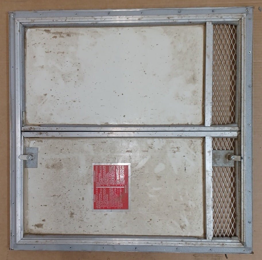 Used Squared Cornered Battery/Propane Cargo Door 27 5/8" x 27 5/8" x 1/2 "D - Young Farts RV Parts