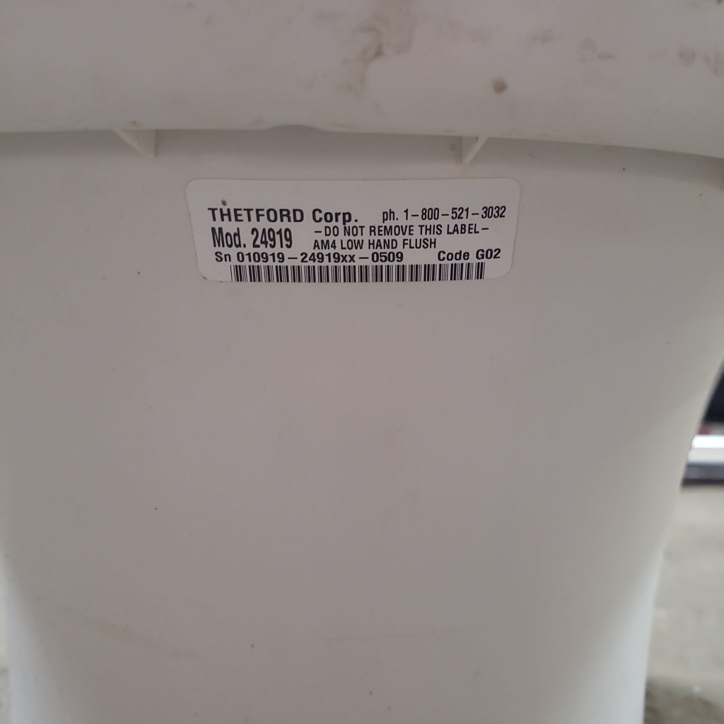 Used Thetford 24919 AQUA MAGIC IV Toilet - Hand Flush, Low Profile, White - Young Farts RV Parts