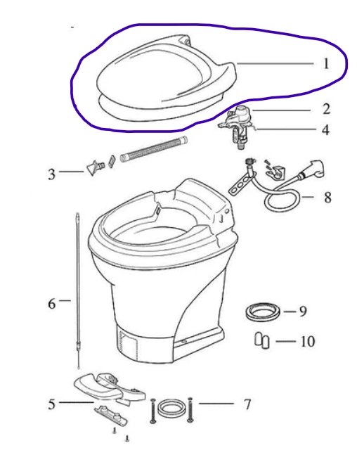 Used Thetford Aqua-Magic V (31651) Seat & Cover Replacement Off-White | 31704 - Young Farts RV Parts