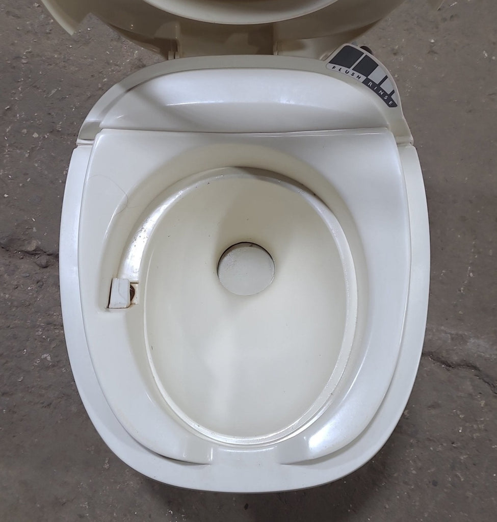 Used Toilet Complete Thetford Aqua-Magic IV (Low) Hand Flush - Bone 20919 - Young Farts RV Parts