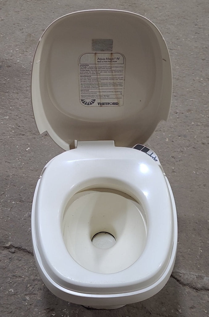 Used Toilet Complete Thetford Aqua-Magic IV (Low) Hand Flush - Bone 20919 - Young Farts RV Parts