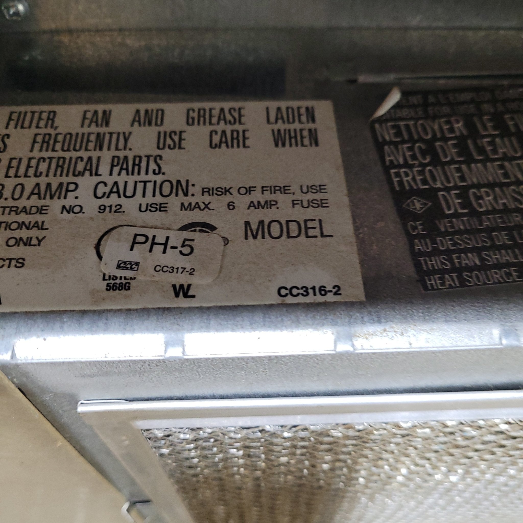 Used Ventline RV Range Hood Fan CC316-2 - Young Farts RV Parts