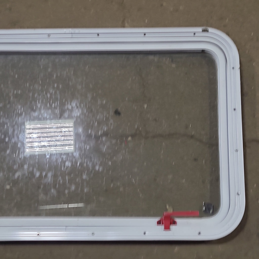 Used White Radius Emergency Opening Window : 35 3/4" W x 21 1/2" H x 1 1/4" D - Young Farts RV Parts