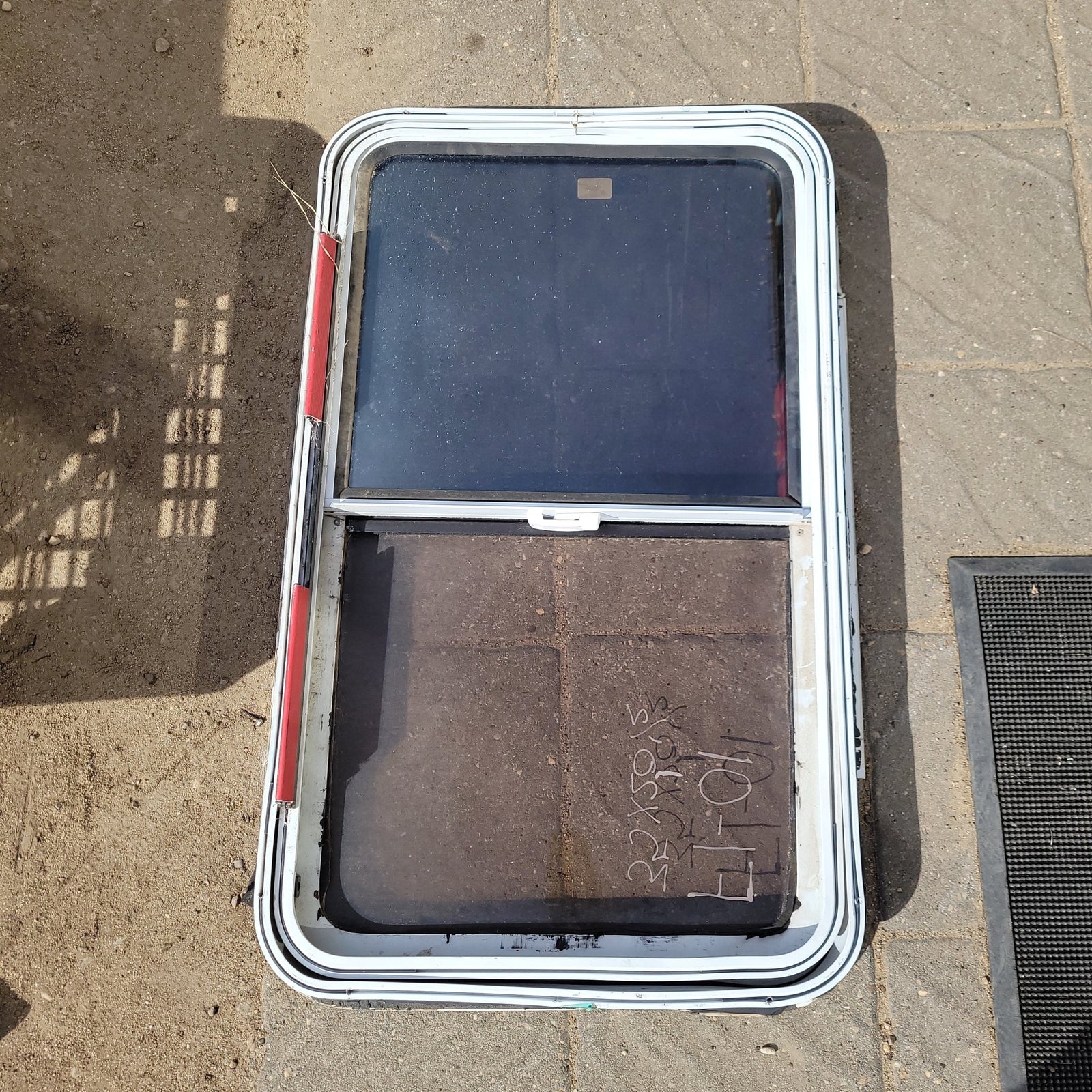 Used White Radius Emergency Opening Window : 35 X 20 1/2 X 2