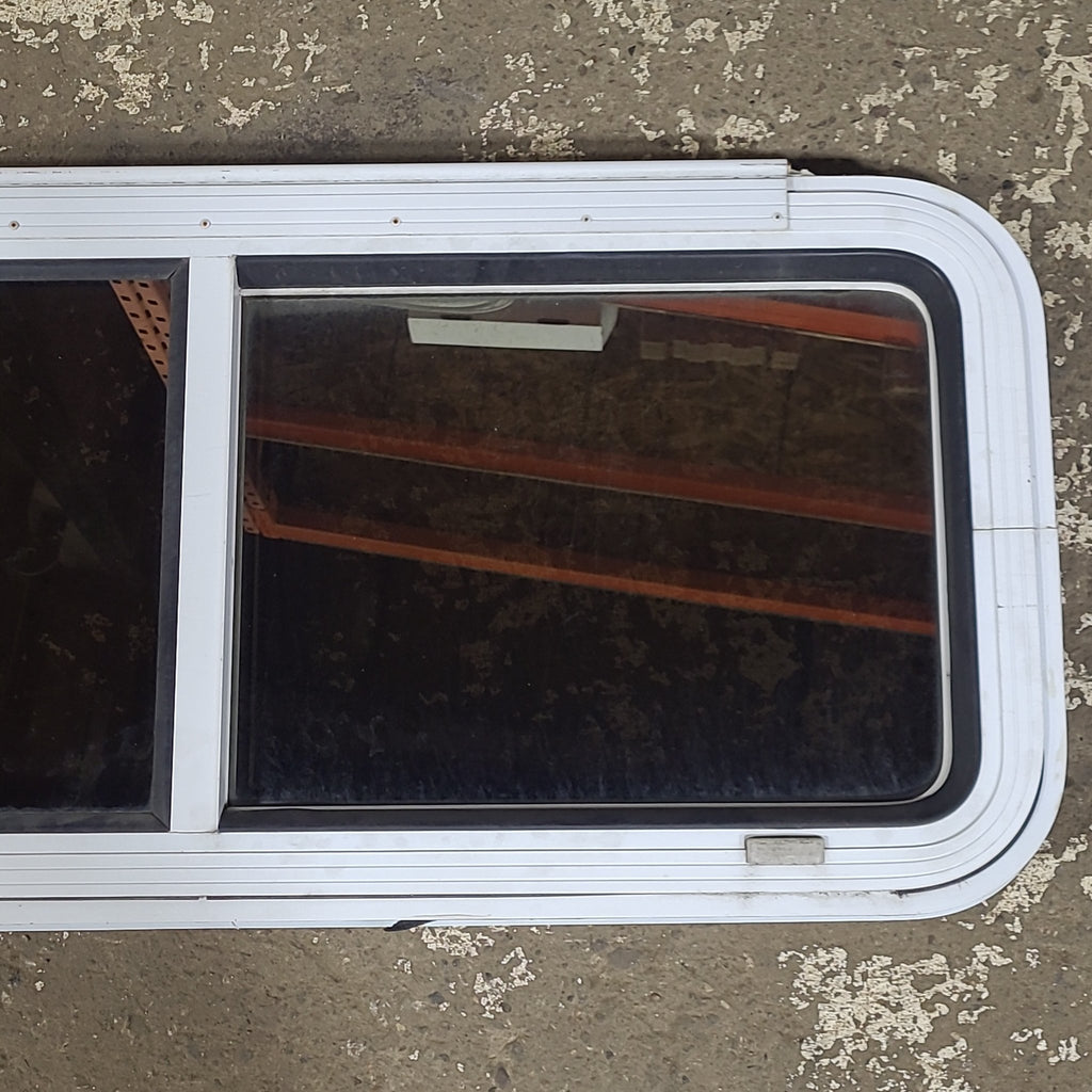 Used White Radius Emergency Opening Window : 42 1/4" W x 17 3/4" H x 1 3/4" D - Young Farts RV Parts