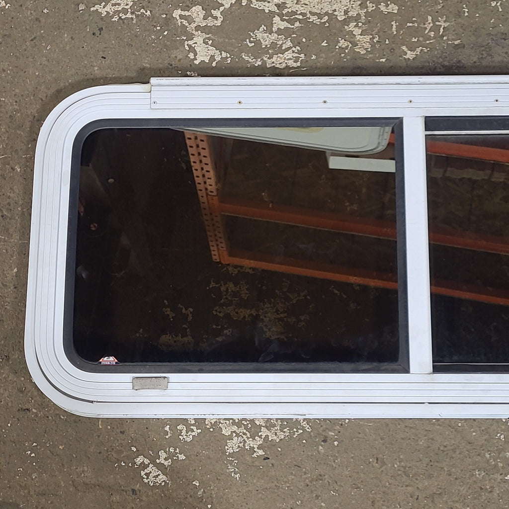 Used White Radius Emergency Opening Window : 42 1/4" W x 17 3/4" H x 1 3/4" D - Young Farts RV Parts