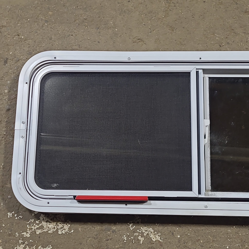 Used White Radius Emergency Opening Window : 42 1/4" W x 17 3/4" H x 1 3/4" D - Young Farts RV Parts