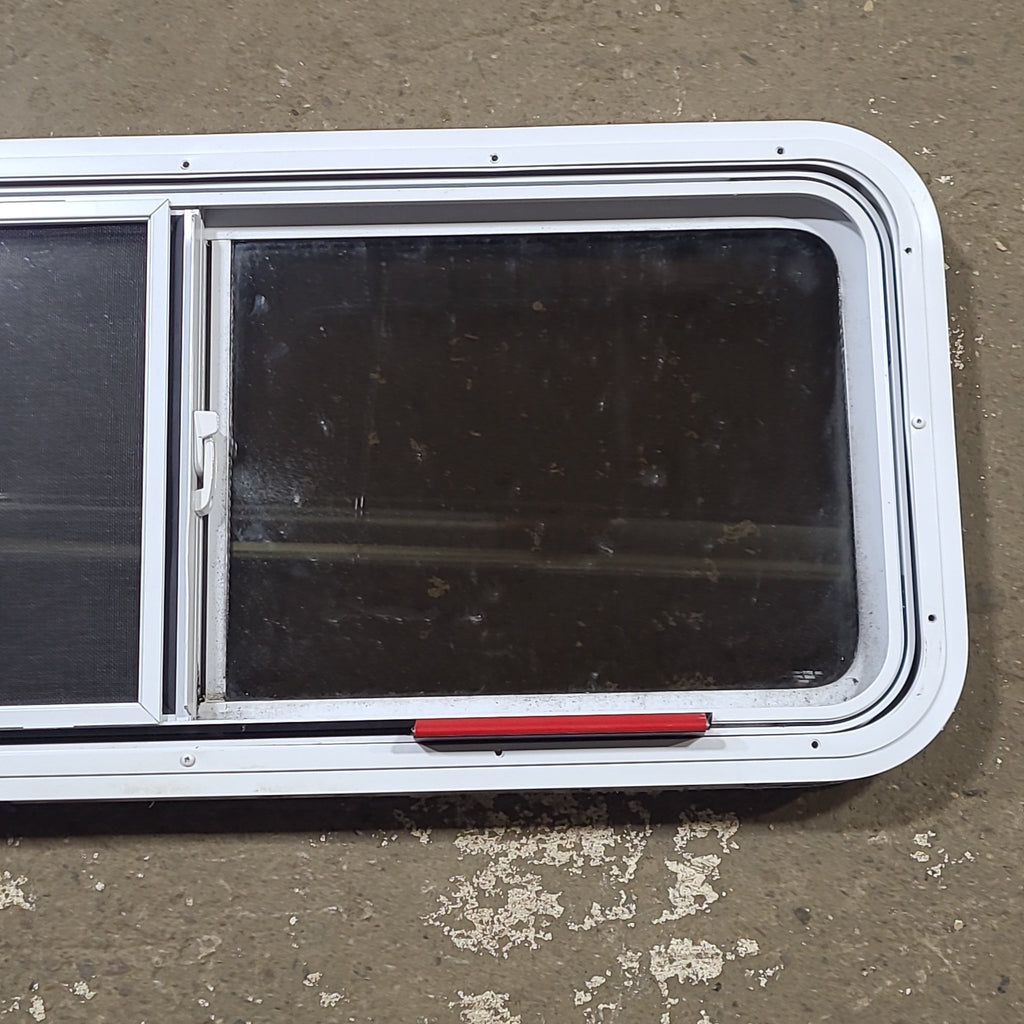 Used White Radius Emergency Opening Window : 42 1/4" W x 17 3/4" H x 1 3/4" D - Young Farts RV Parts
