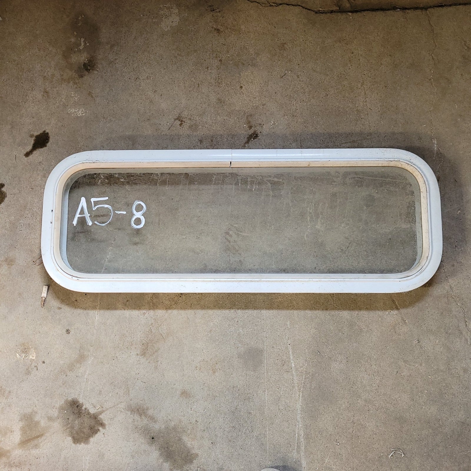 Used White Radius Non-Opening Window : 11 1/4 X 34 1/4 X 2