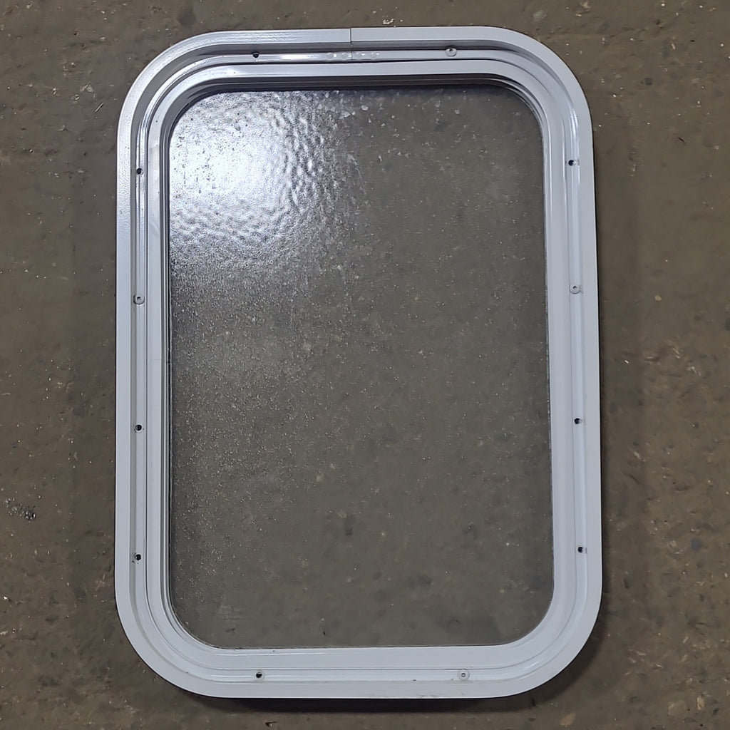 Used White Radius Non Opening Window : 15 1/4" W x 21 3/4" H x 1 3/4" D - Young Farts RV Parts