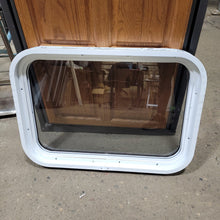 Load image into Gallery viewer, Used White Radius Non-Opening Window : 16 3/4&quot; H X 24 1/4&quot; W X 2&quot; D - Young Farts RV Parts