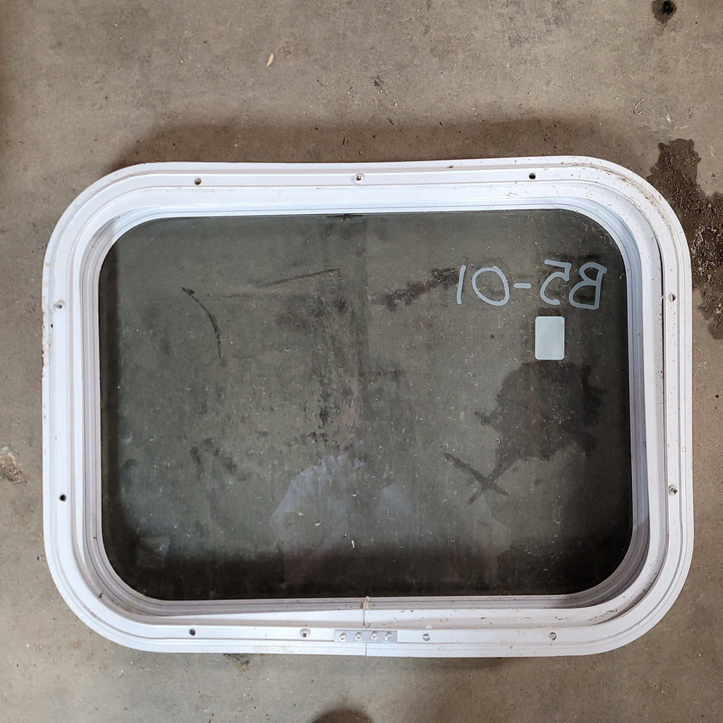 Used White Radius Non-Opening Window : 19 X 14 X 2" D - Young Farts RV Parts