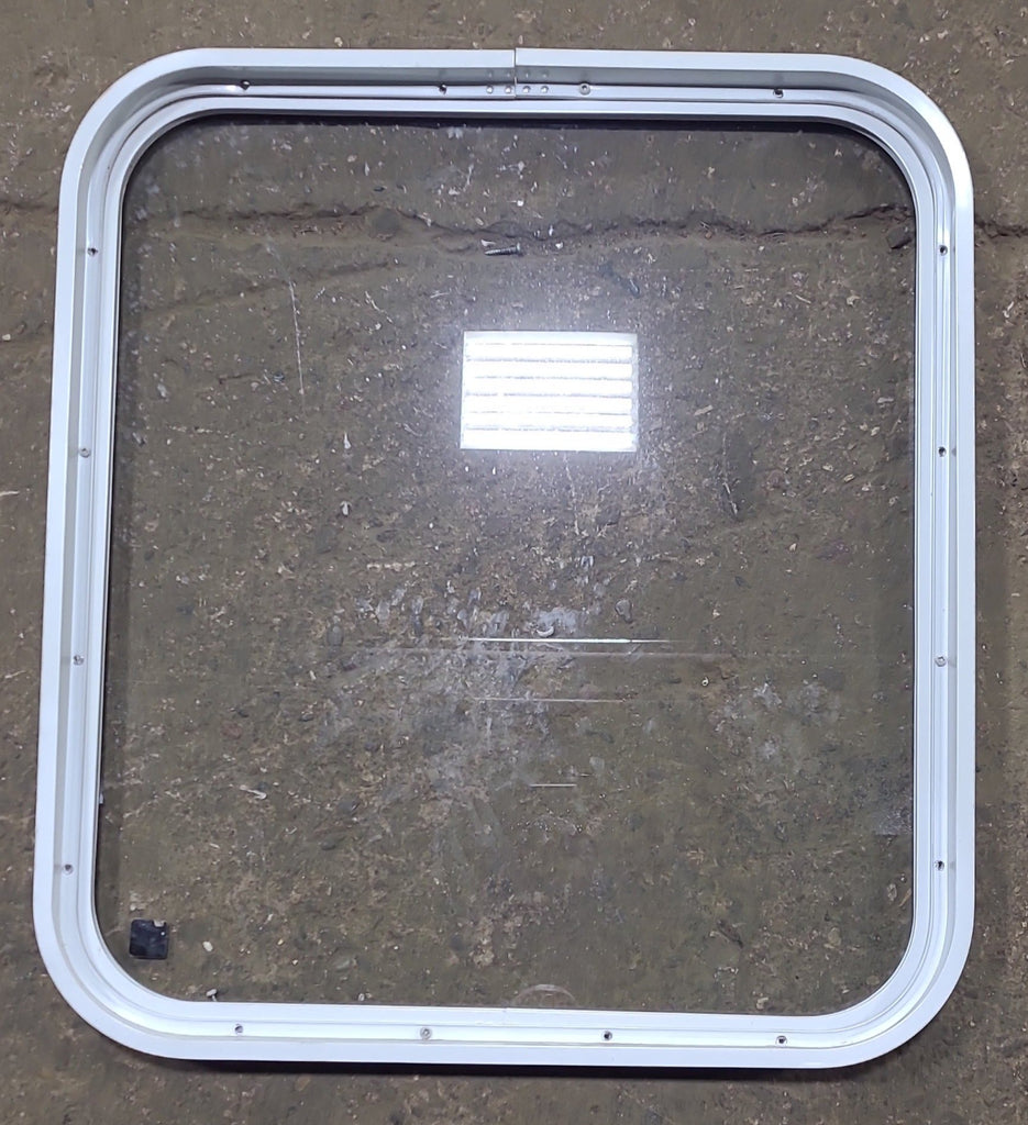 Used White Radius Non Opening Window : 23 1/2" W x 25 3/4" H x 1 7/8" D - Young Farts RV Parts