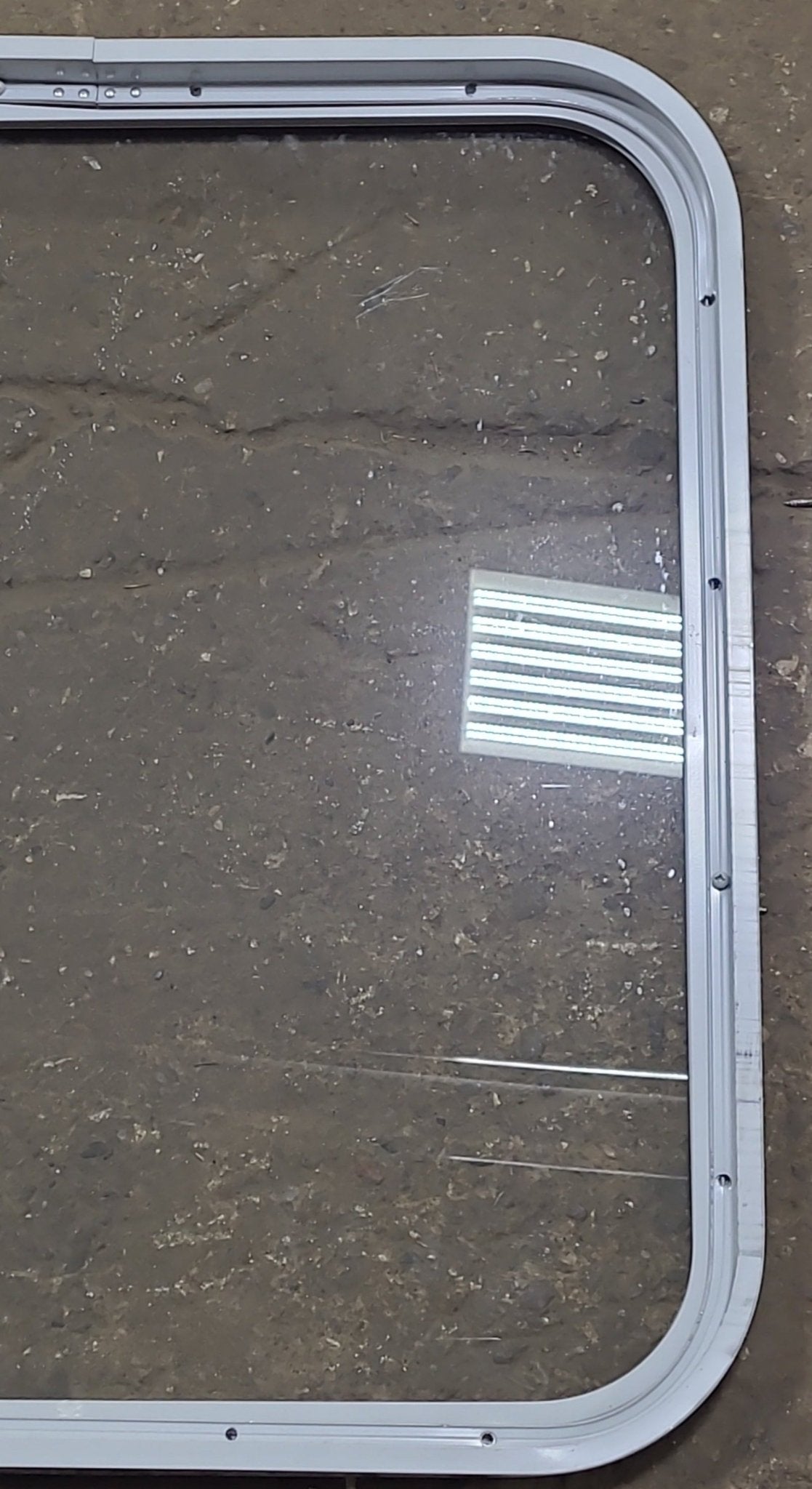 Used White Radius Non Opening Window : 23 1/2