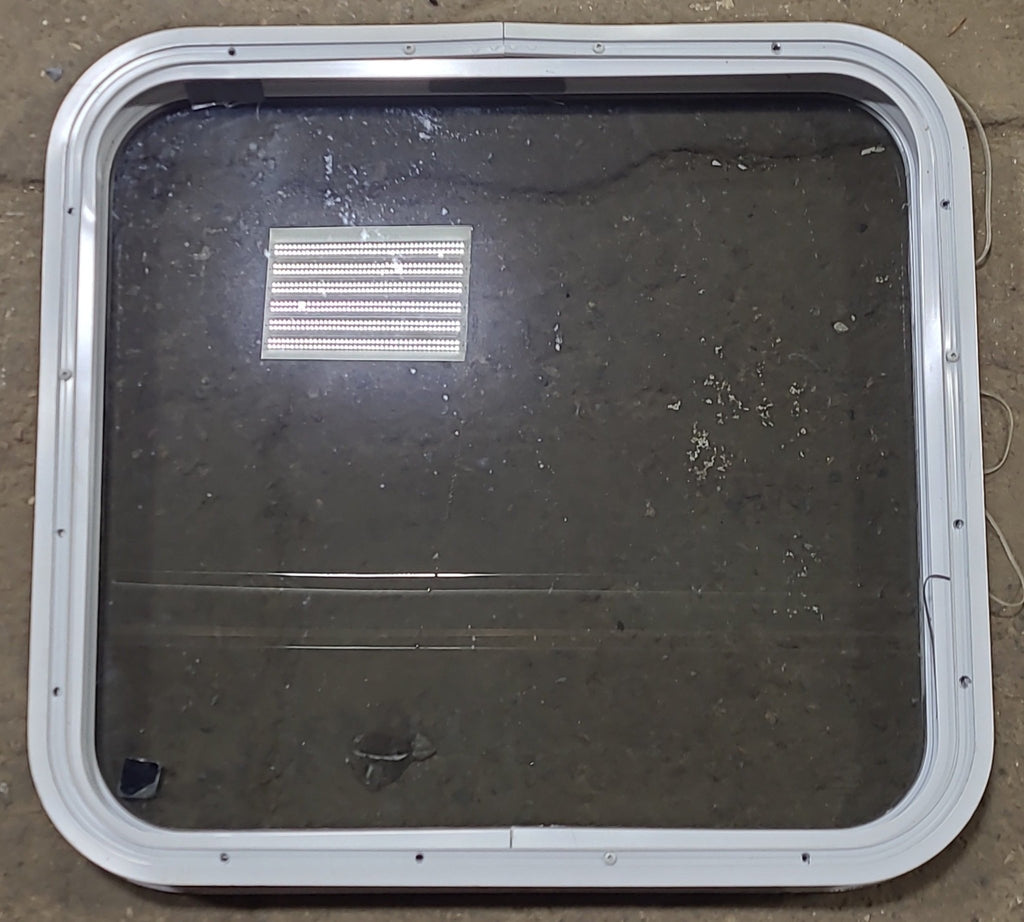 Used White Radius Non Opening Window : 23 3/8" W x 21 1/2" H x 1 7/8" D - Young Farts RV Parts